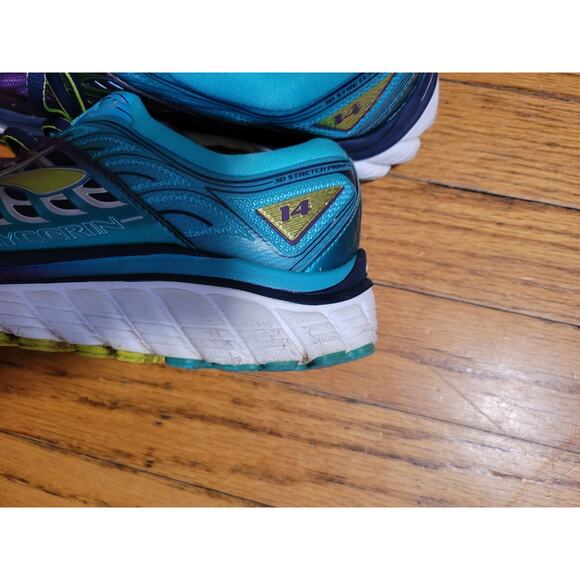 Brooks Glycerin 14 Purple Teal Blue Running Shoes Womens Size 8.5 - Picture 3 of 8